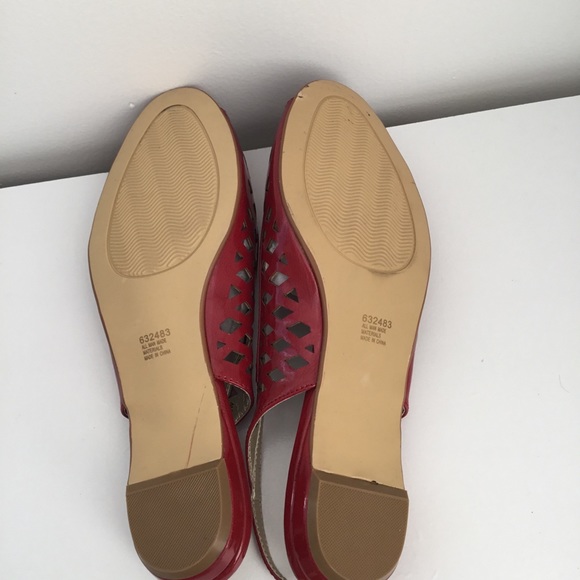 Red peep toe sling back flats shoes sandals 8.5 - Picture 6 of 6